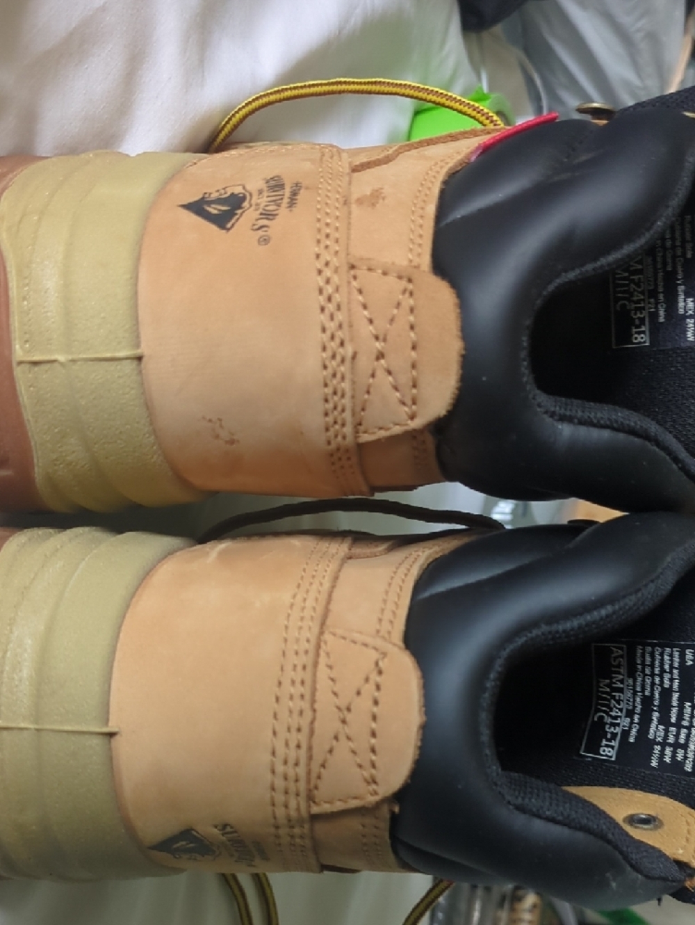 Herman Survivor Work-Style Tan Leather Boots with Yellow Laces - Picture 9 of 15